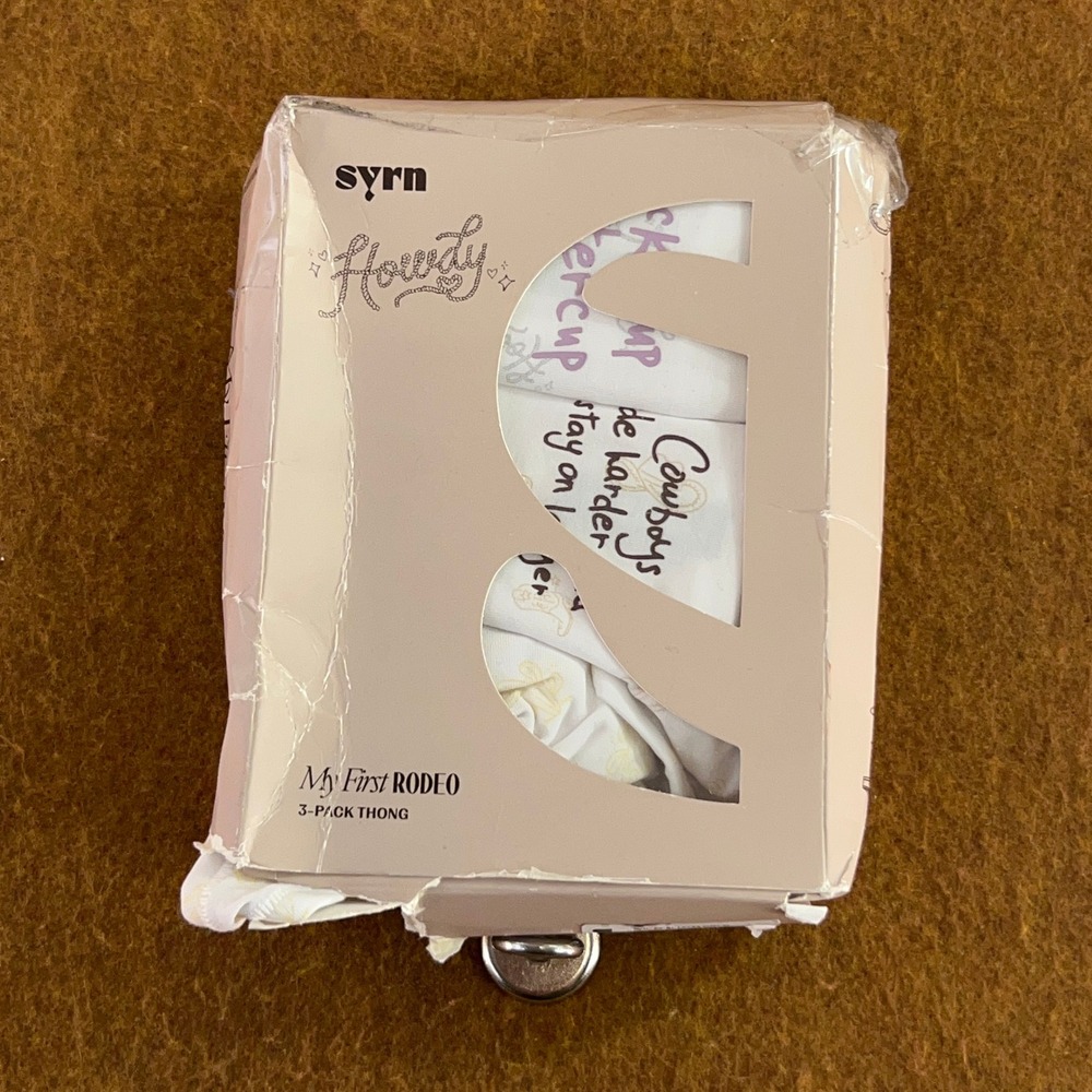 Syrn Womens Medium White Hoedown Throwdown 3-Pack Thong NWT